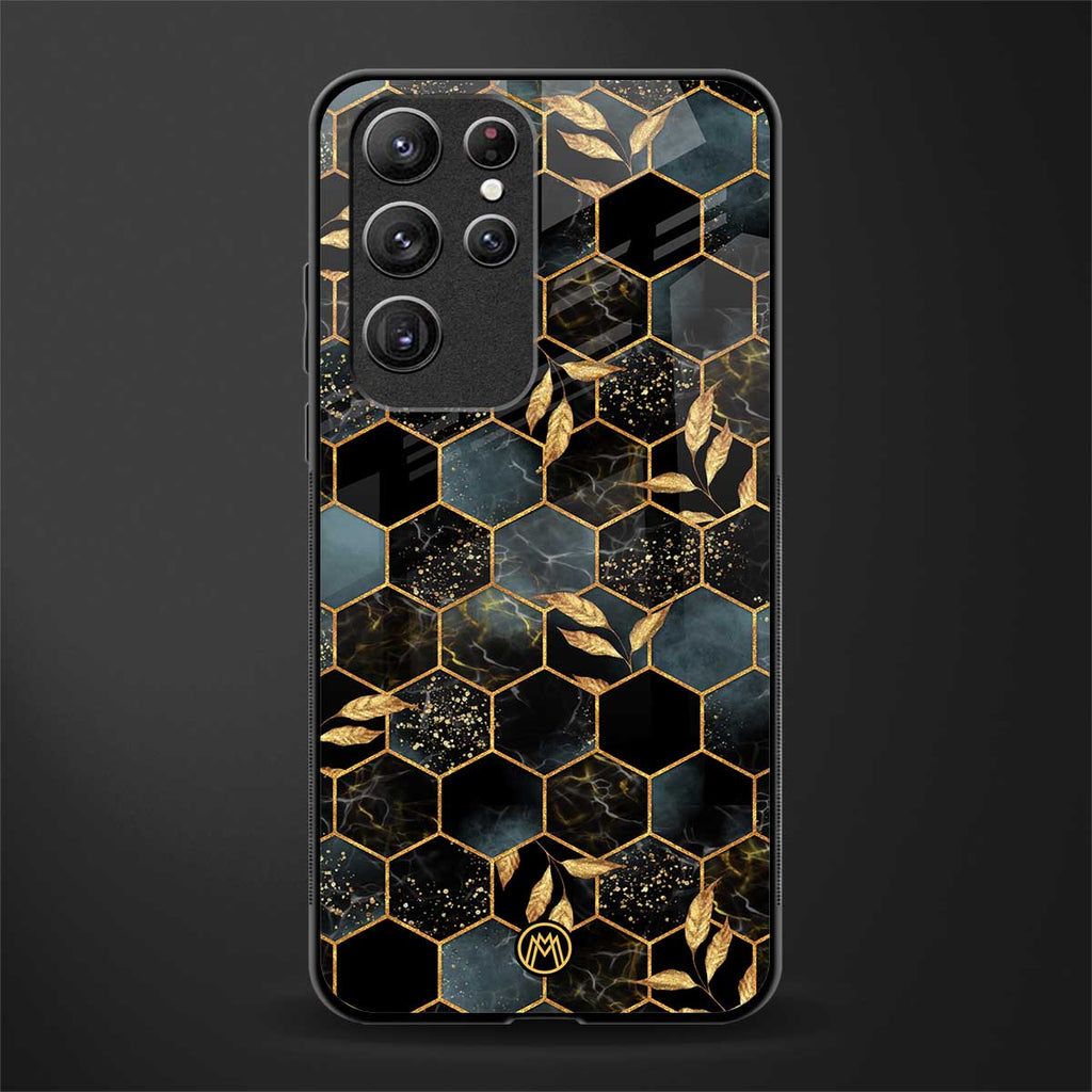 black blue tile marble glass case for samsung galaxy s22 ultra 5g image