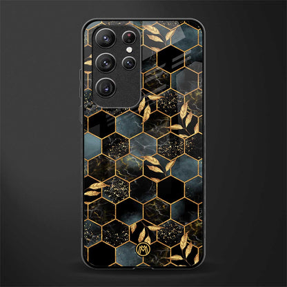 black blue tile marble glass case for samsung galaxy s22 ultra 5g image