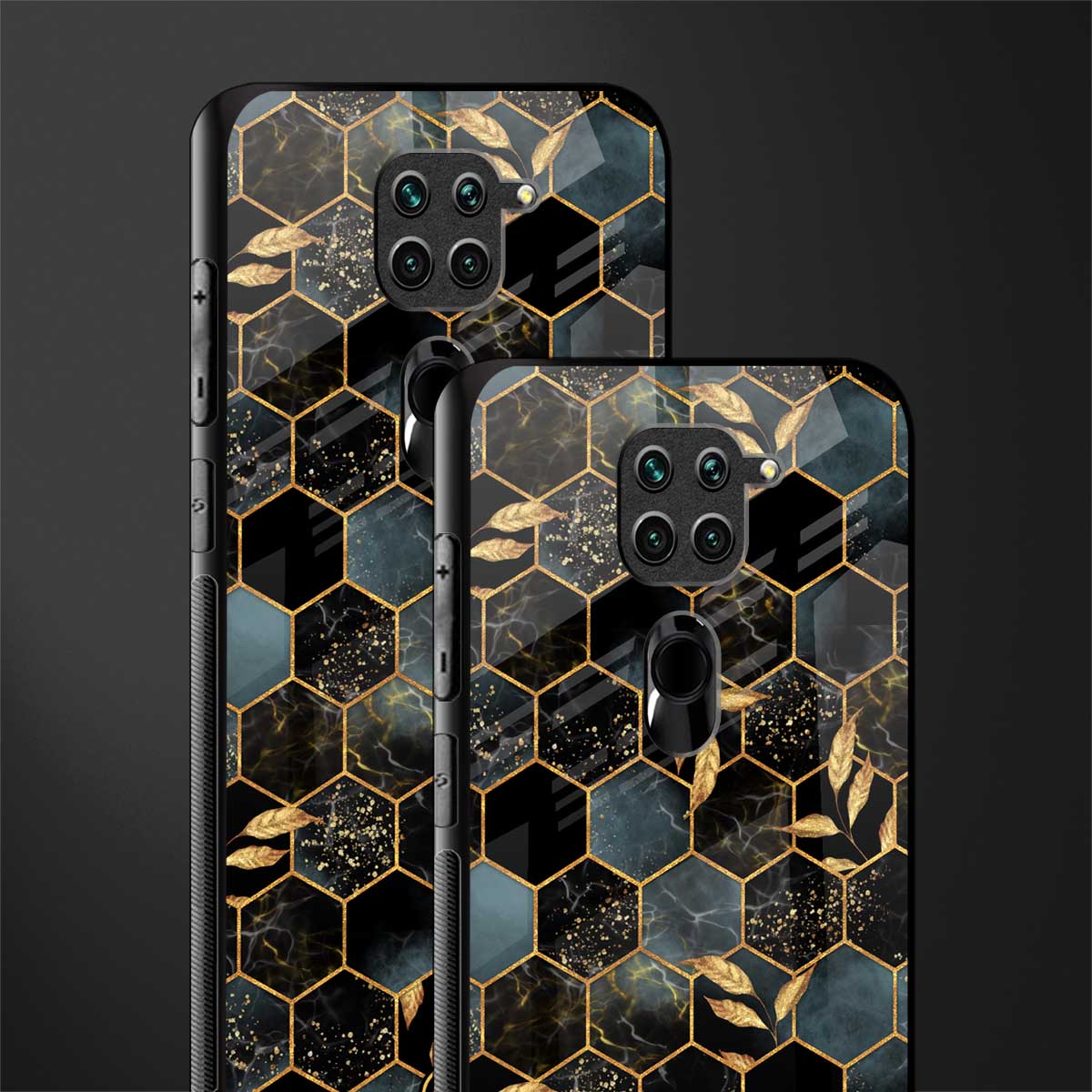 black blue tile marble glass case for redmi note 9 image-2