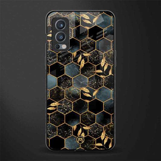 black blue tile marble glass case for oneplus nord 2 5g image