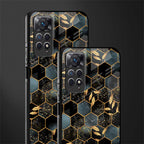black blue tile marble glass case for redmi note 11 pro image-2
