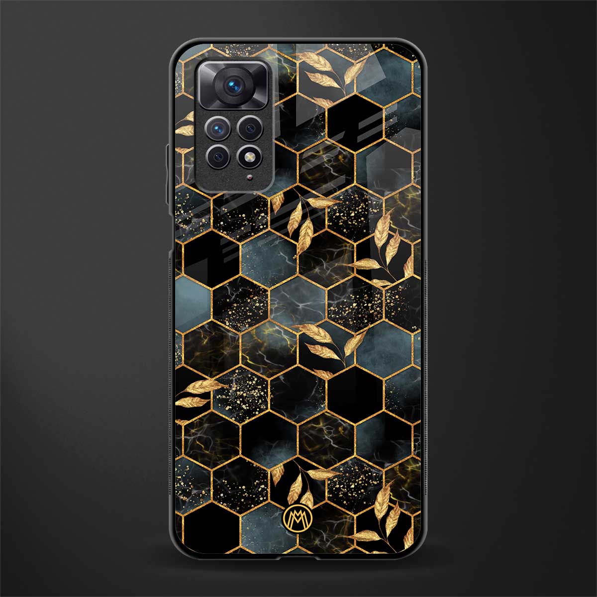 black blue tile marble glass case for redmi note 11 pro image