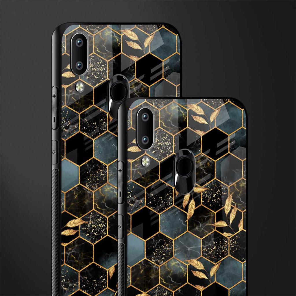 black blue tile marble glass case for vivo y95 image-2