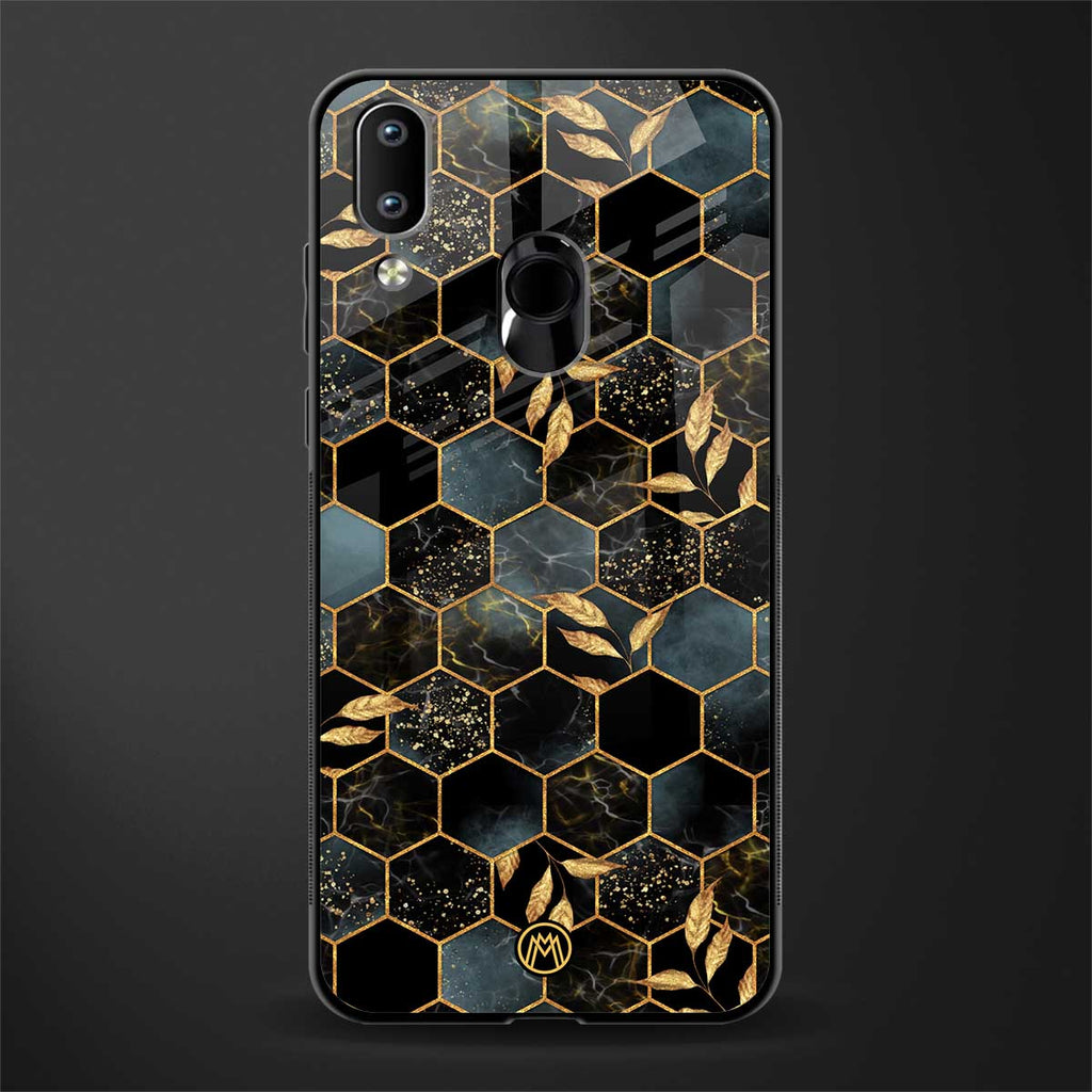 black blue tile marble glass case for vivo y95 image