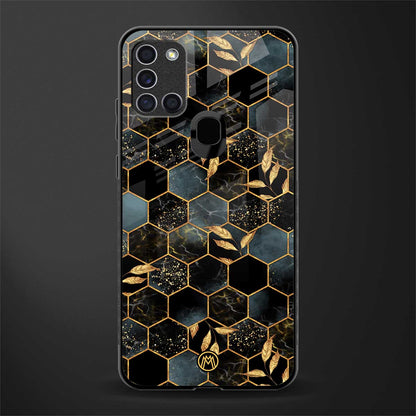 black blue tile marble glass case for samsung galaxy a21s image