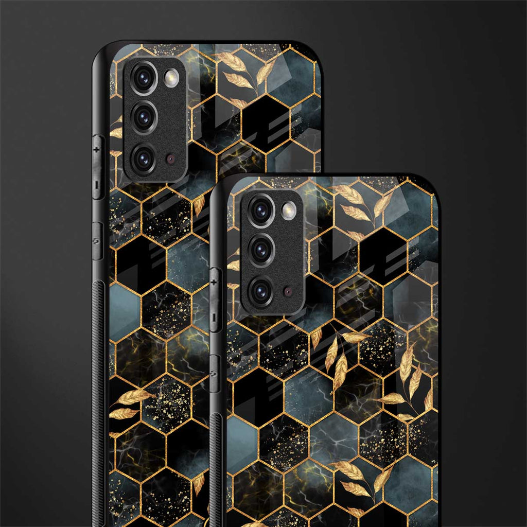 black blue tile marble glass case for samsung note 20 image-2