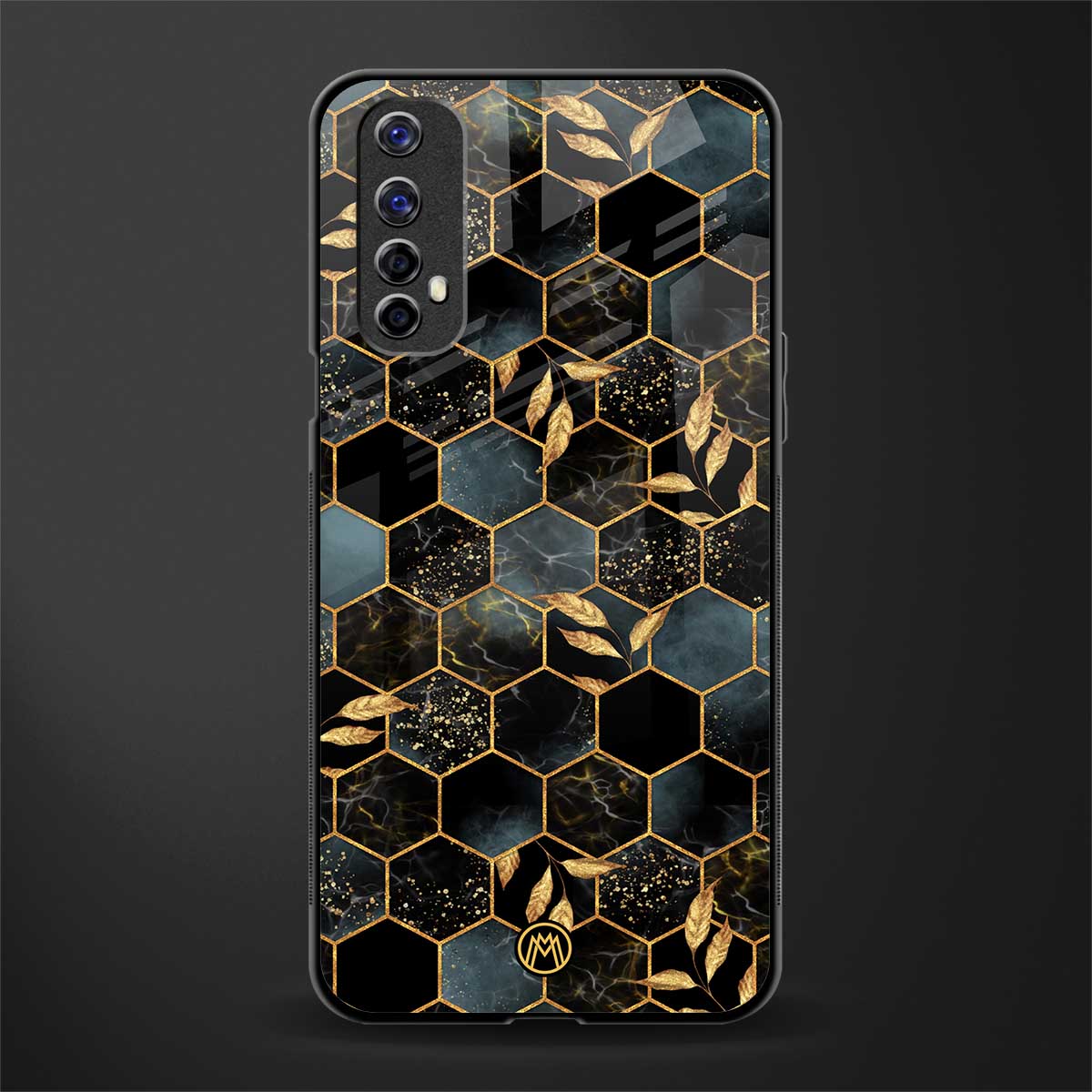 black blue tile marble glass case for realme narzo 20 pro image