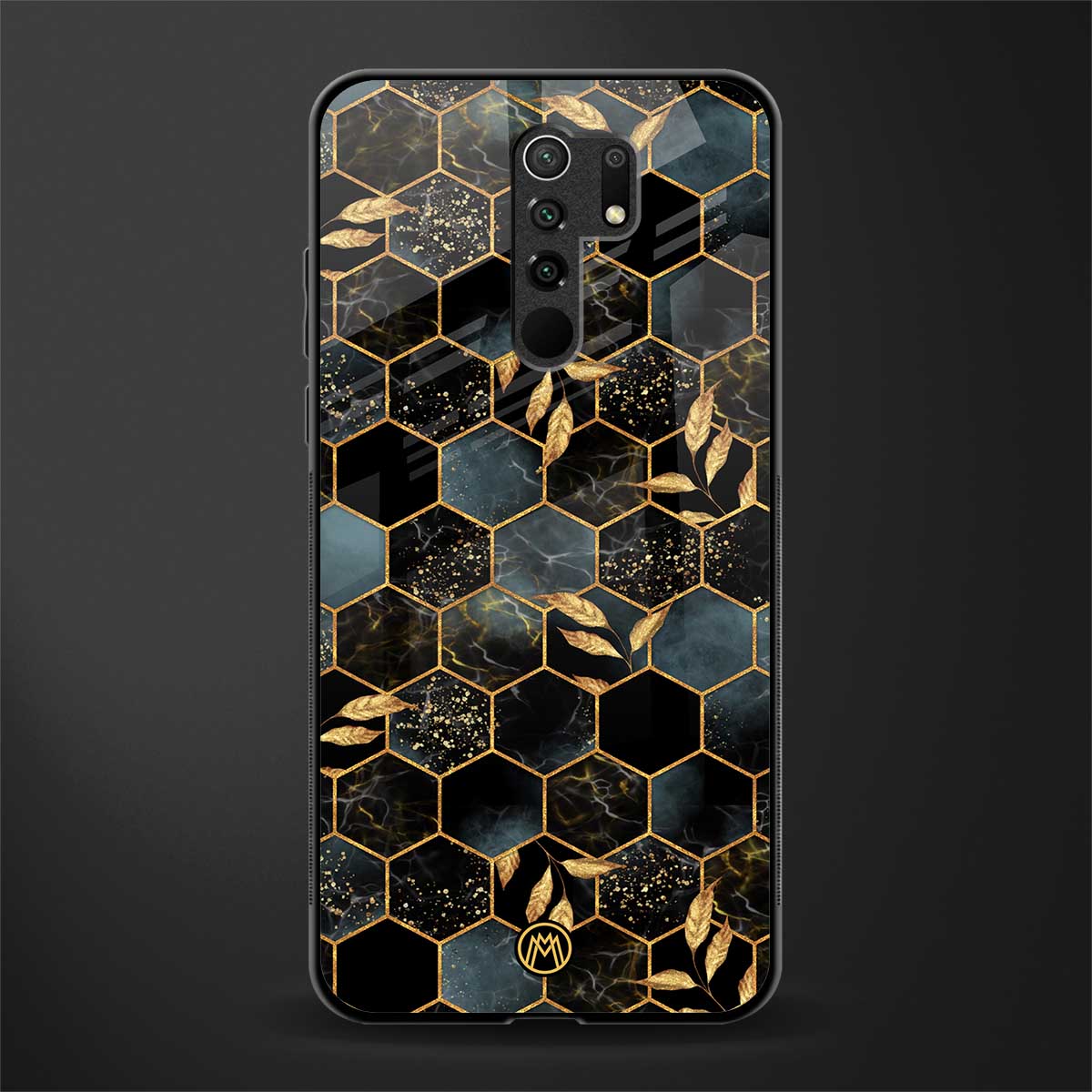 black blue tile marble glass case for poco m2 reloaded image