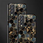 black blue tile marble glass case for vivo y20 image-2