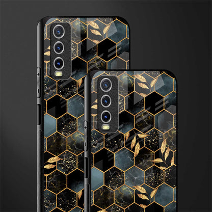 black blue tile marble glass case for vivo y12g image-2