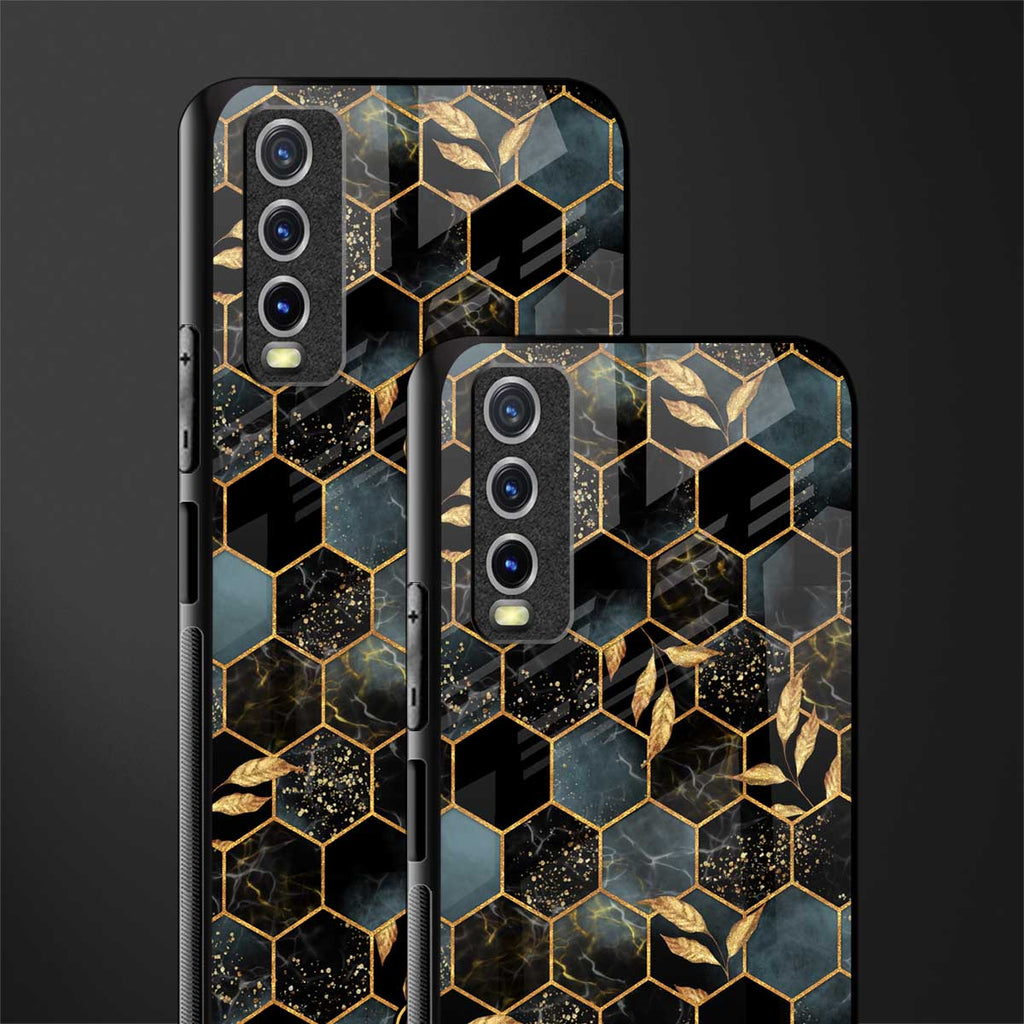 black blue tile marble glass case for vivo y20i vivo y20t image-2