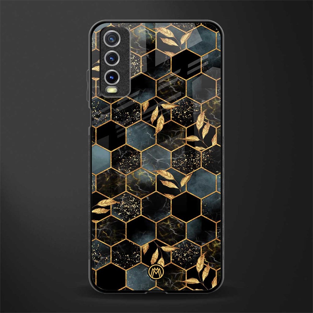 black blue tile marble glass case for vivo y12s image