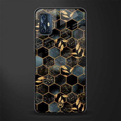 black blue tile marble glass case for vivo v17 image