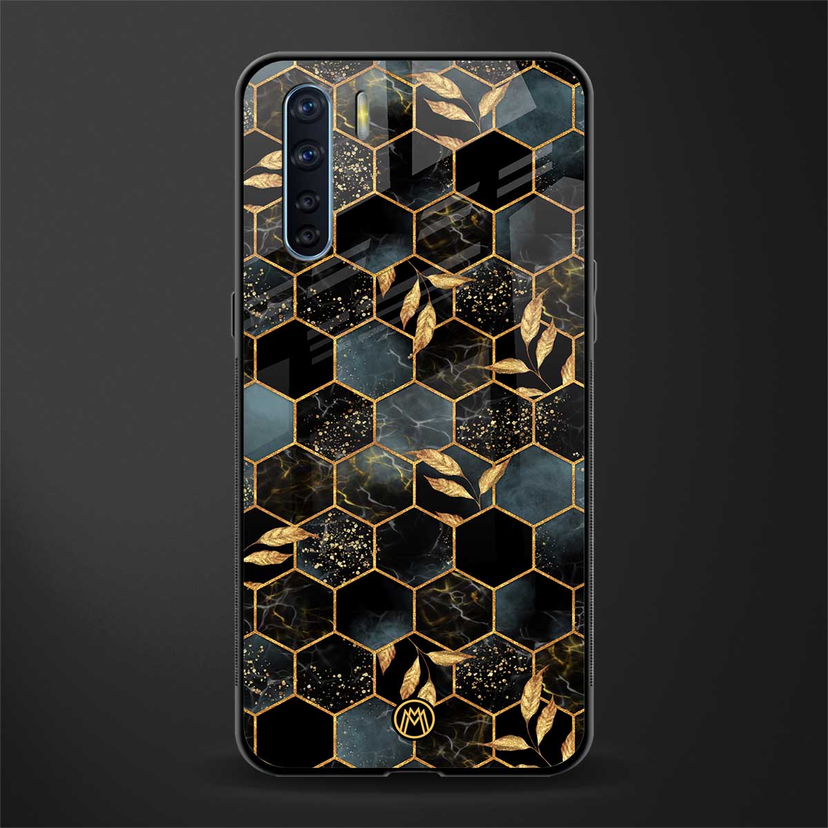 black blue tile marble glass case for oppo f15 image