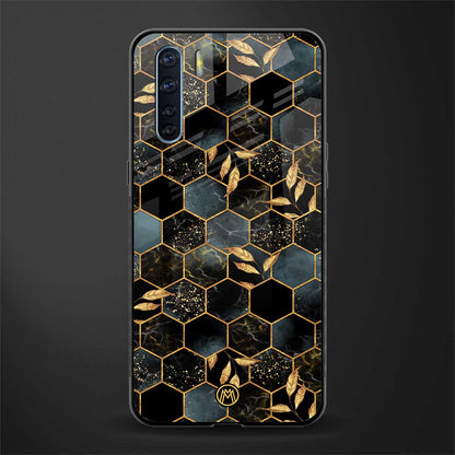 black blue tile marble glass case for oppo f15 image