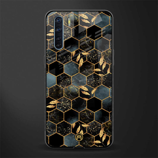 black blue tile marble glass case for oppo f15 image