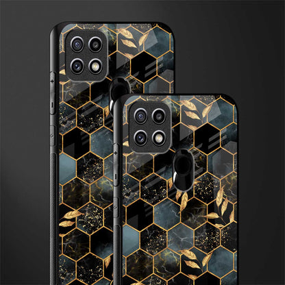 black blue tile marble glass case for oppo a15s image-2