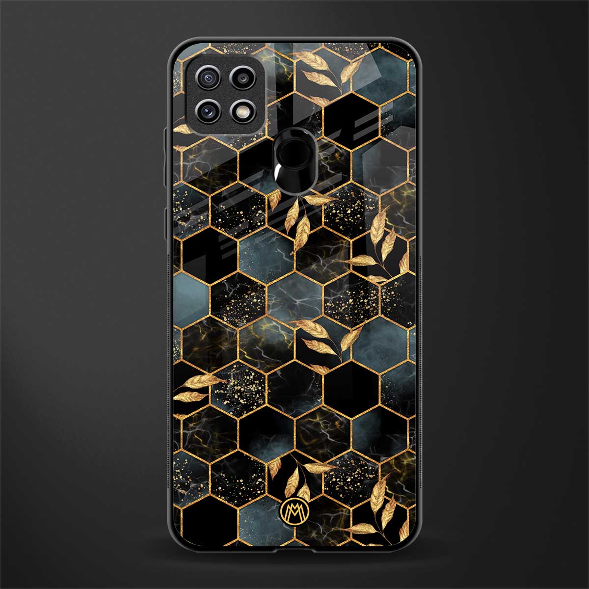 black blue tile marble glass case for oppo a15 image