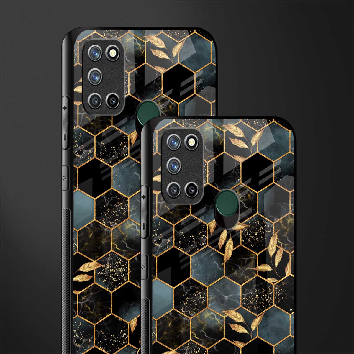 black blue tile marble glass case for realme 7i image-2