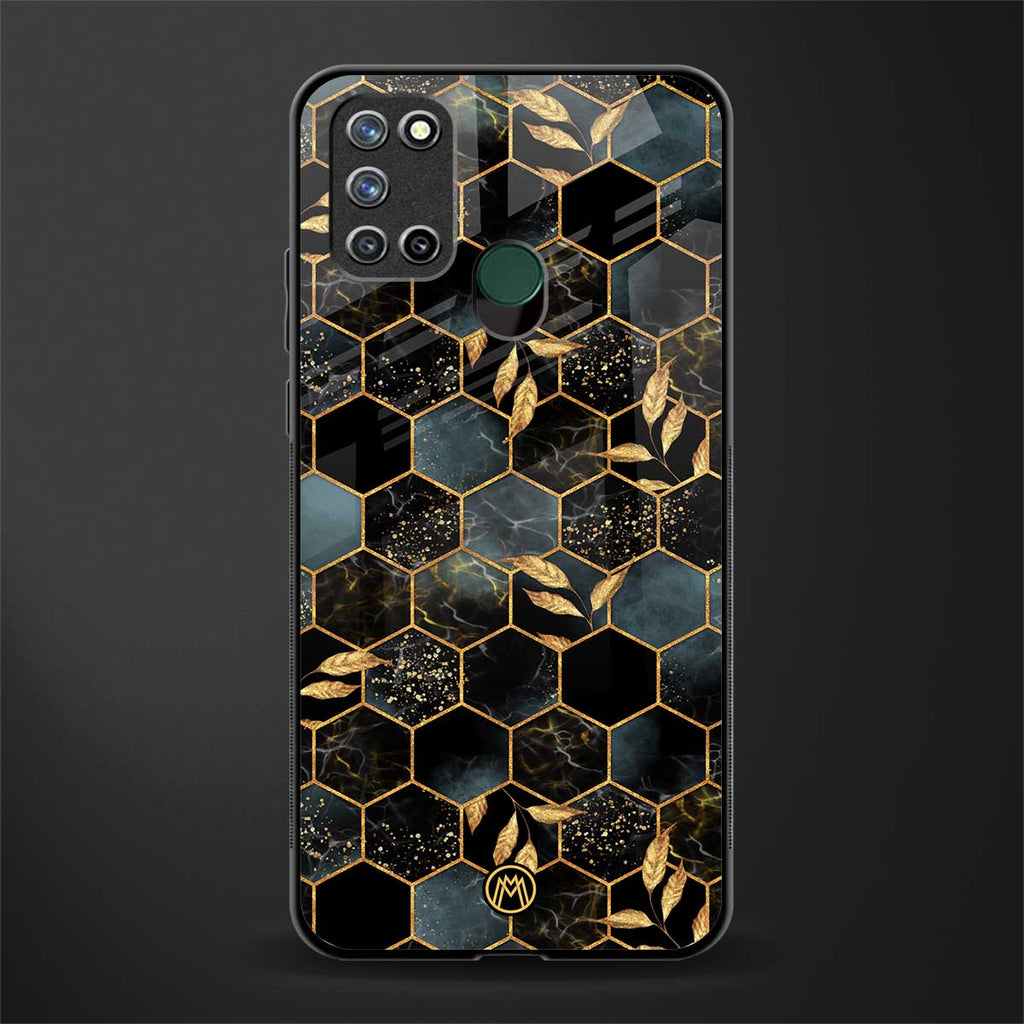 black blue tile marble glass case for realme 7i image