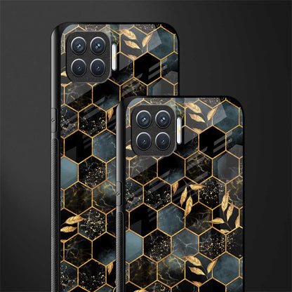 black blue tile marble glass case for oppo f17 pro image-2