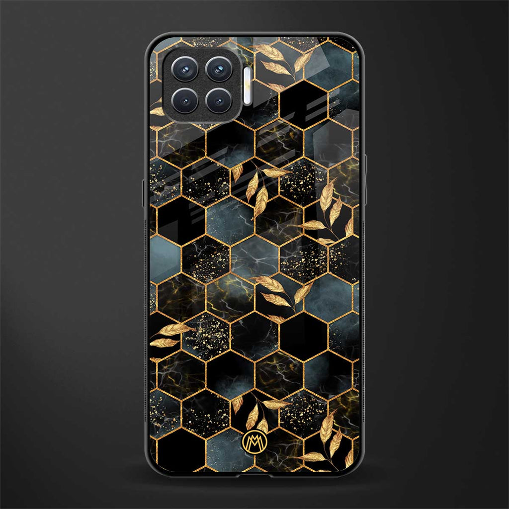 black blue tile marble glass case for oppo f17 image