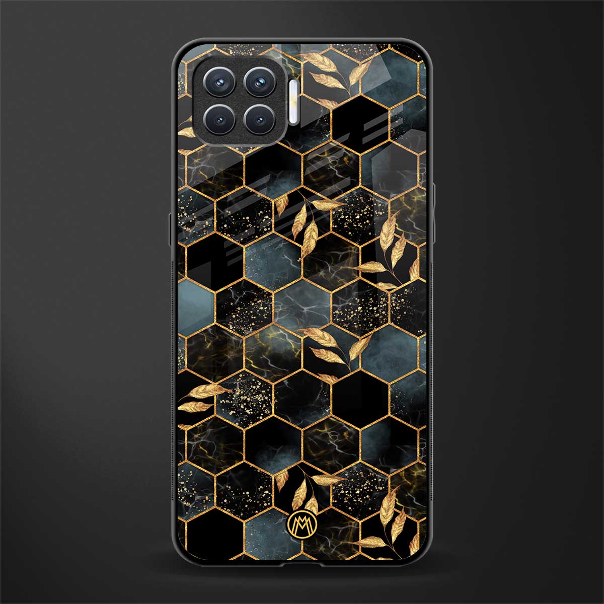 black blue tile marble glass case for oppo f17 image