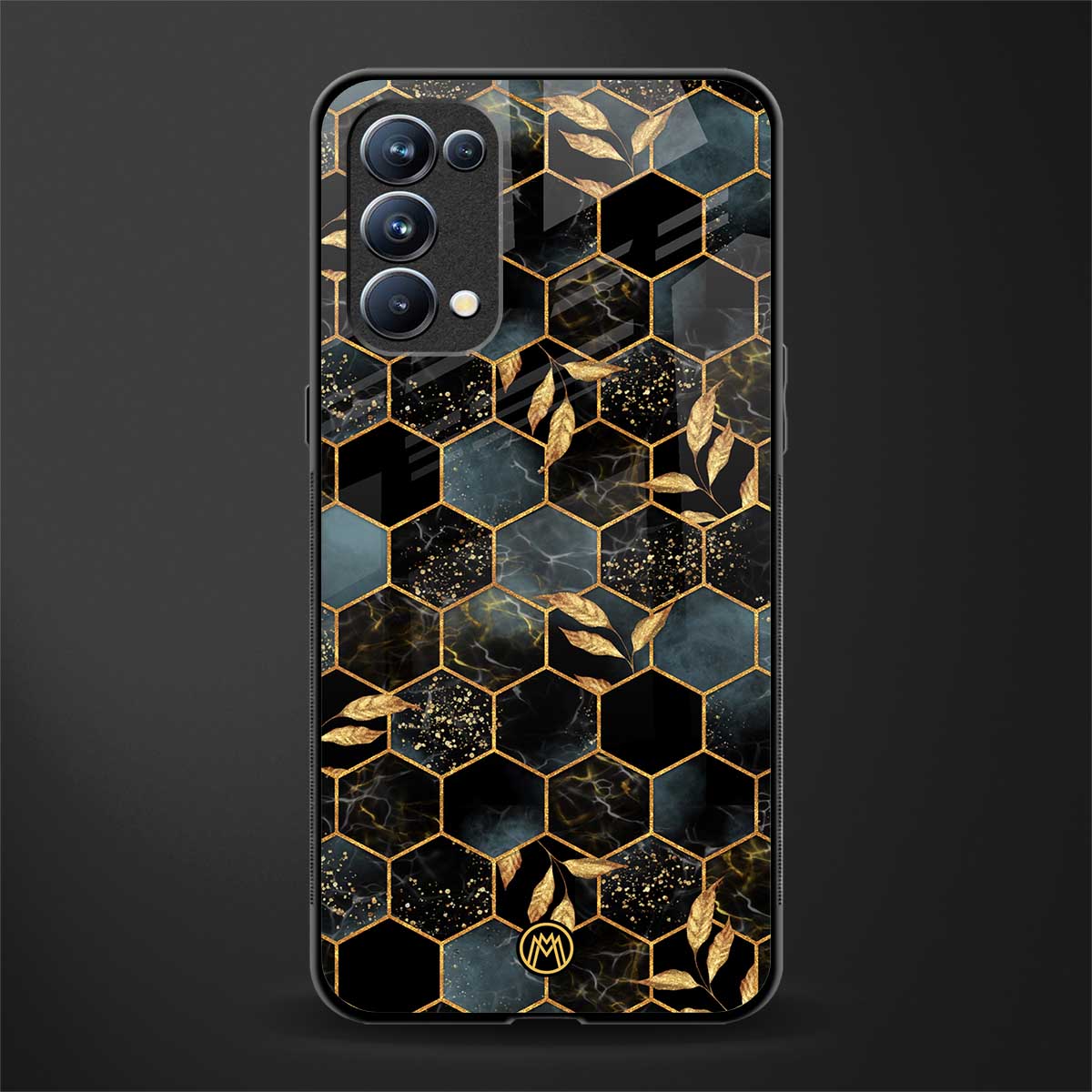 black blue tile marble glass case for oppo reno 5 pro image