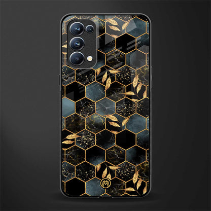 black blue tile marble glass case for oppo reno 5 pro image