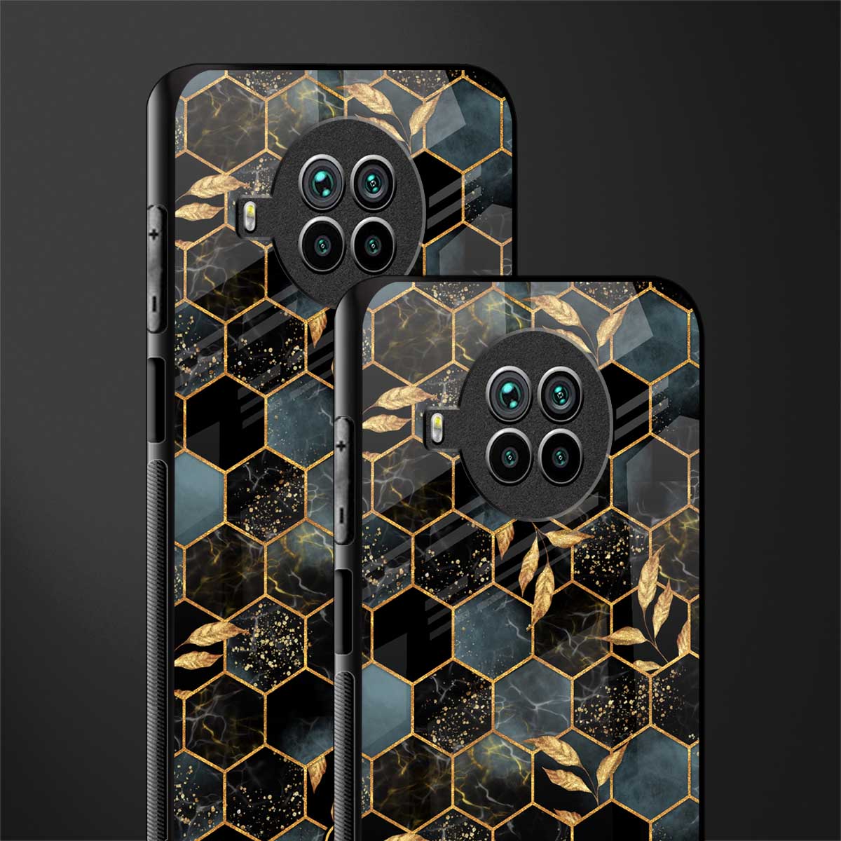 black blue tile marble glass case for mi 10i image-2