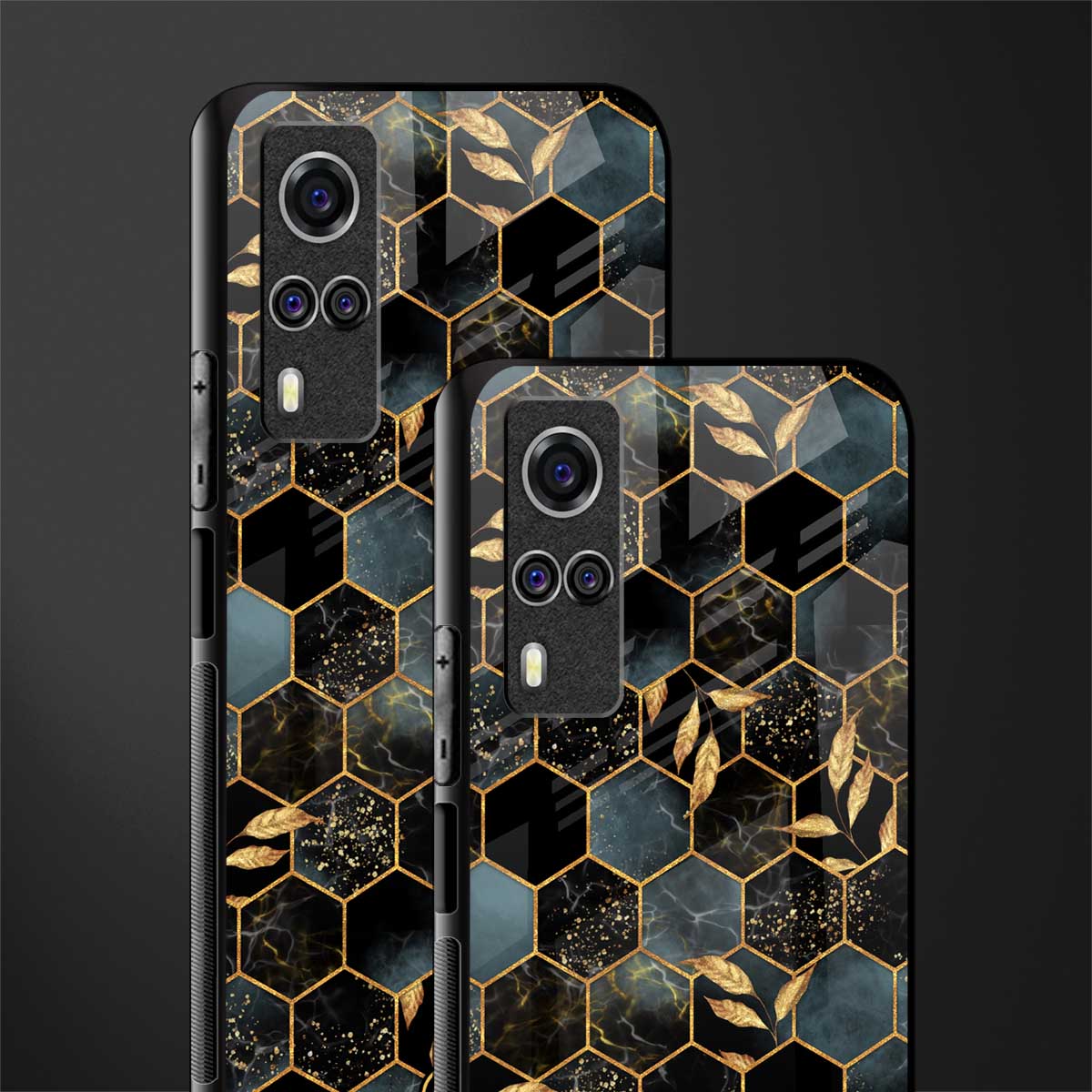 black blue tile marble glass case for vivo y31 image-2