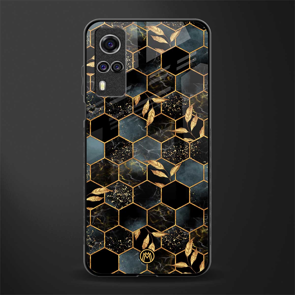 black blue tile marble glass case for vivo y31 image