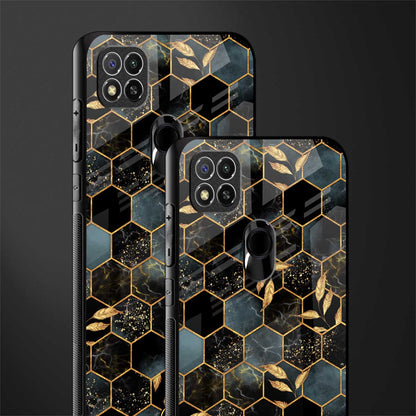 black blue tile marble glass case for poco c31 image-2