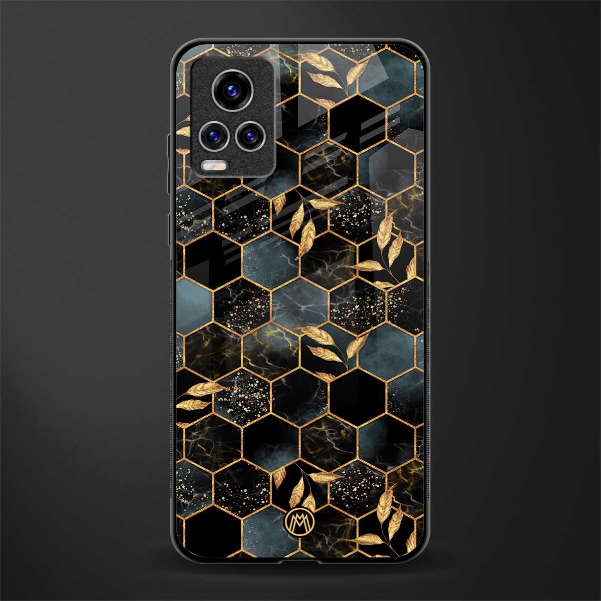 black blue tile marble glass case for vivo v20 pro image