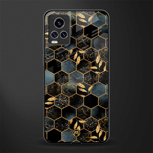 black blue tile marble glass case for vivo v20 pro image