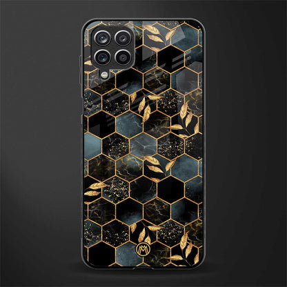 black blue tile marble glass case for samsung galaxy m12 image