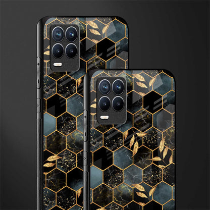 black blue tile marble glass case for realme 8 4g image-2