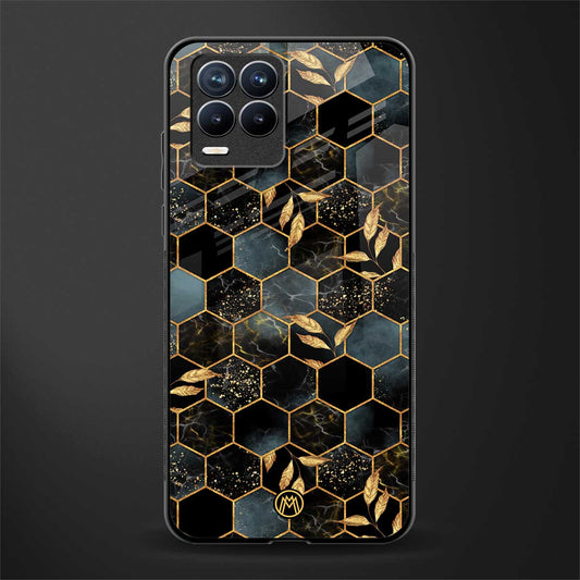 black blue tile marble glass case for realme 8 4g image