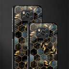 black blue tile marble glass case for poco x3 pro image-2