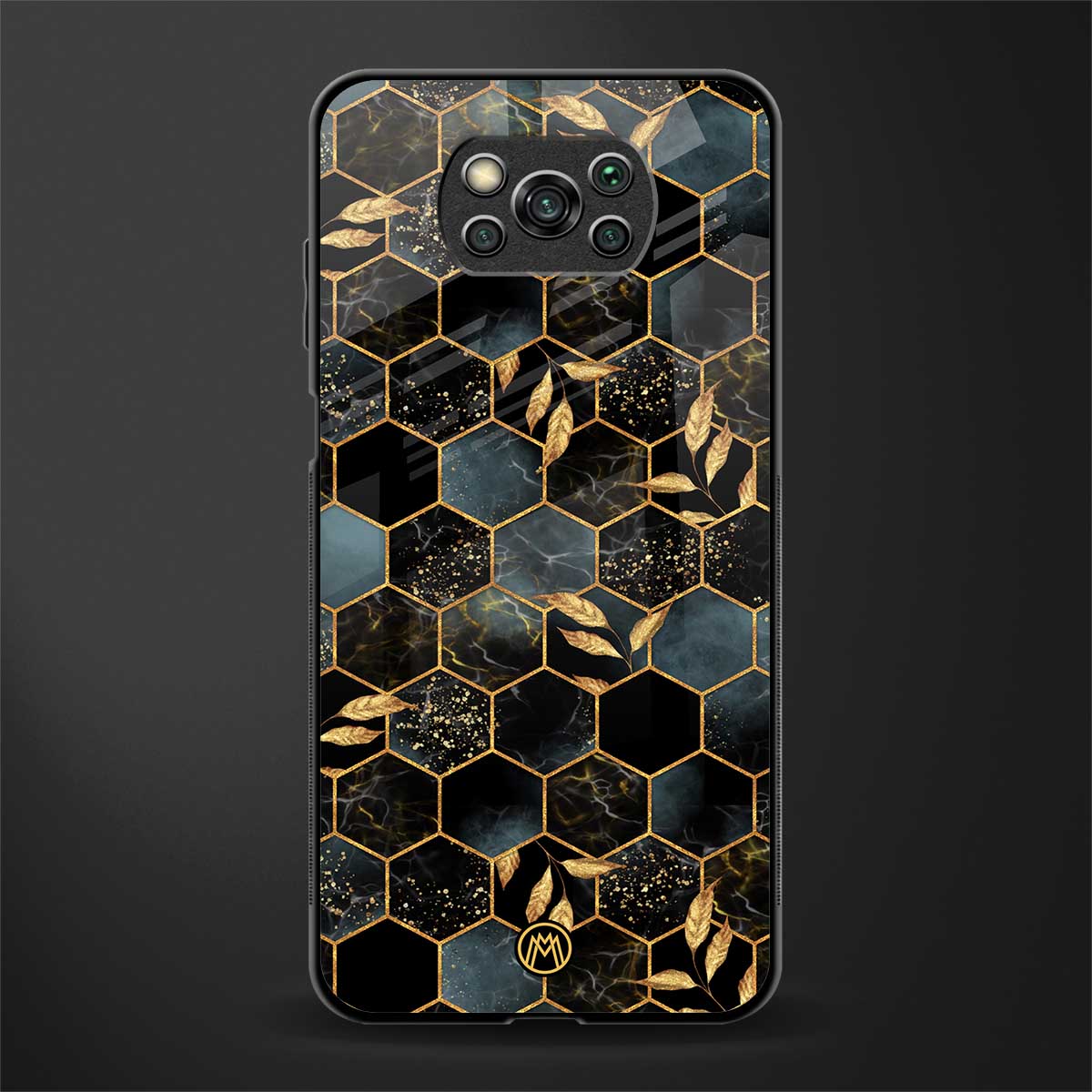 black blue tile marble glass case for poco x3 pro image