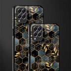 black blue tile marble glass case for samsung galaxy f62 image-2