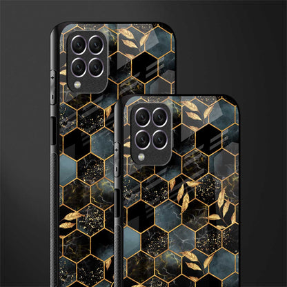 black blue tile marble glass case for samsung galaxy f62 image-2