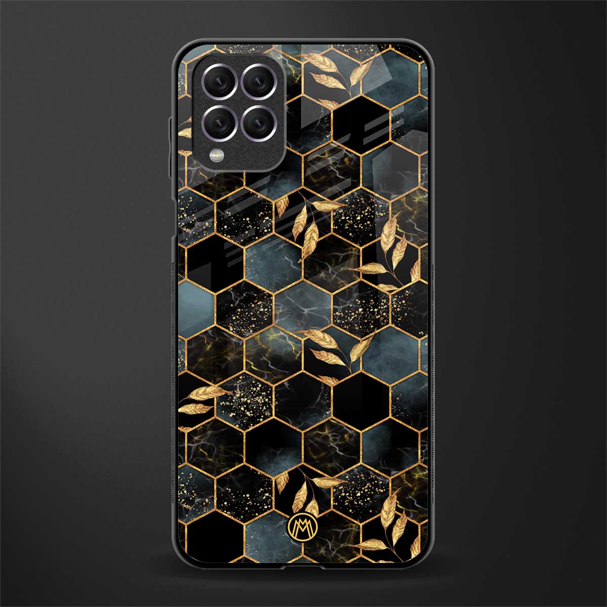 black blue tile marble glass case for samsung galaxy f62 image