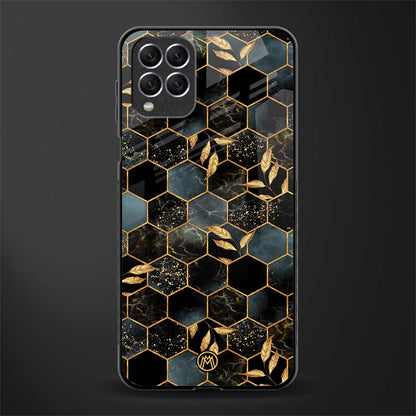 black blue tile marble glass case for samsung galaxy f62 image