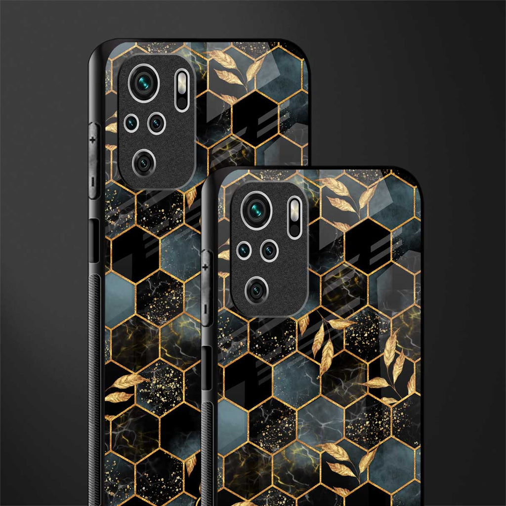 black blue tile marble glass case for redmi note 10s image-2