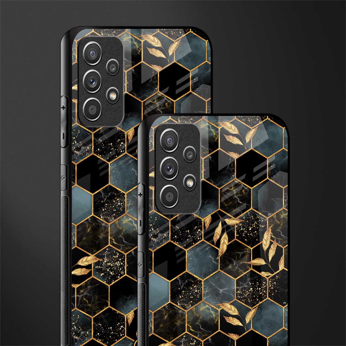 black blue tile marble glass case for samsung galaxy a72 image-2