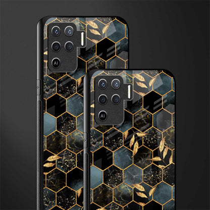 black blue tile marble glass case for oppo f19 pro image-2