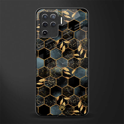 black blue tile marble glass case for oppo f19 pro image