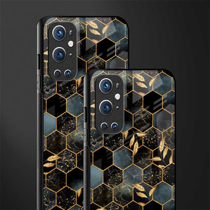black blue tile marble glass case for oneplus 9 pro image-2