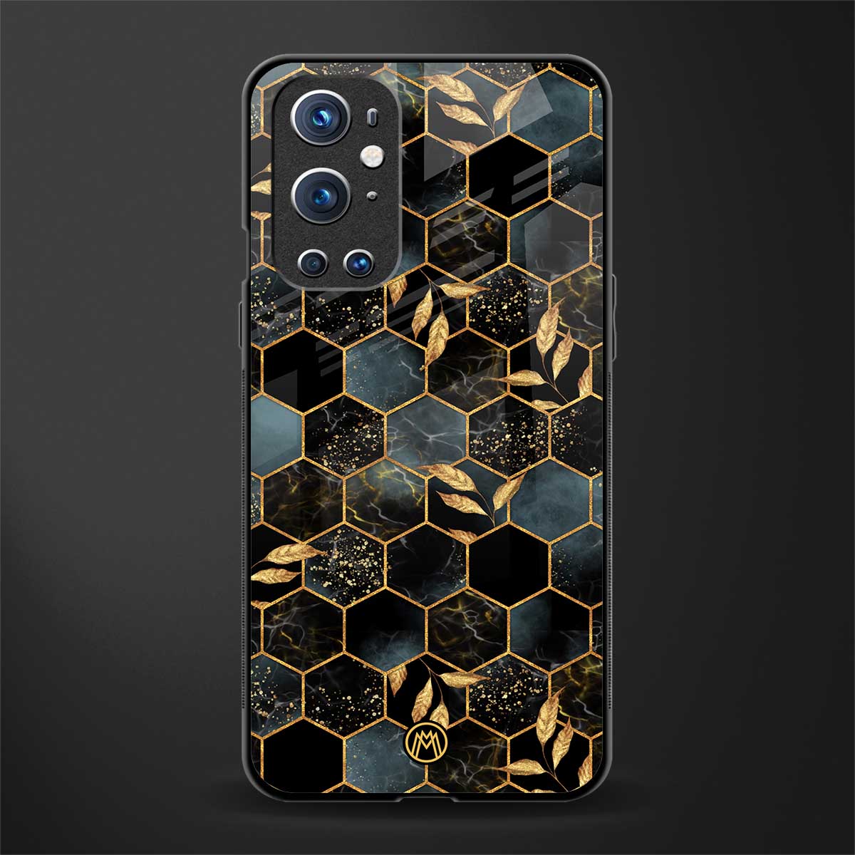 black blue tile marble glass case for oneplus 9 pro image